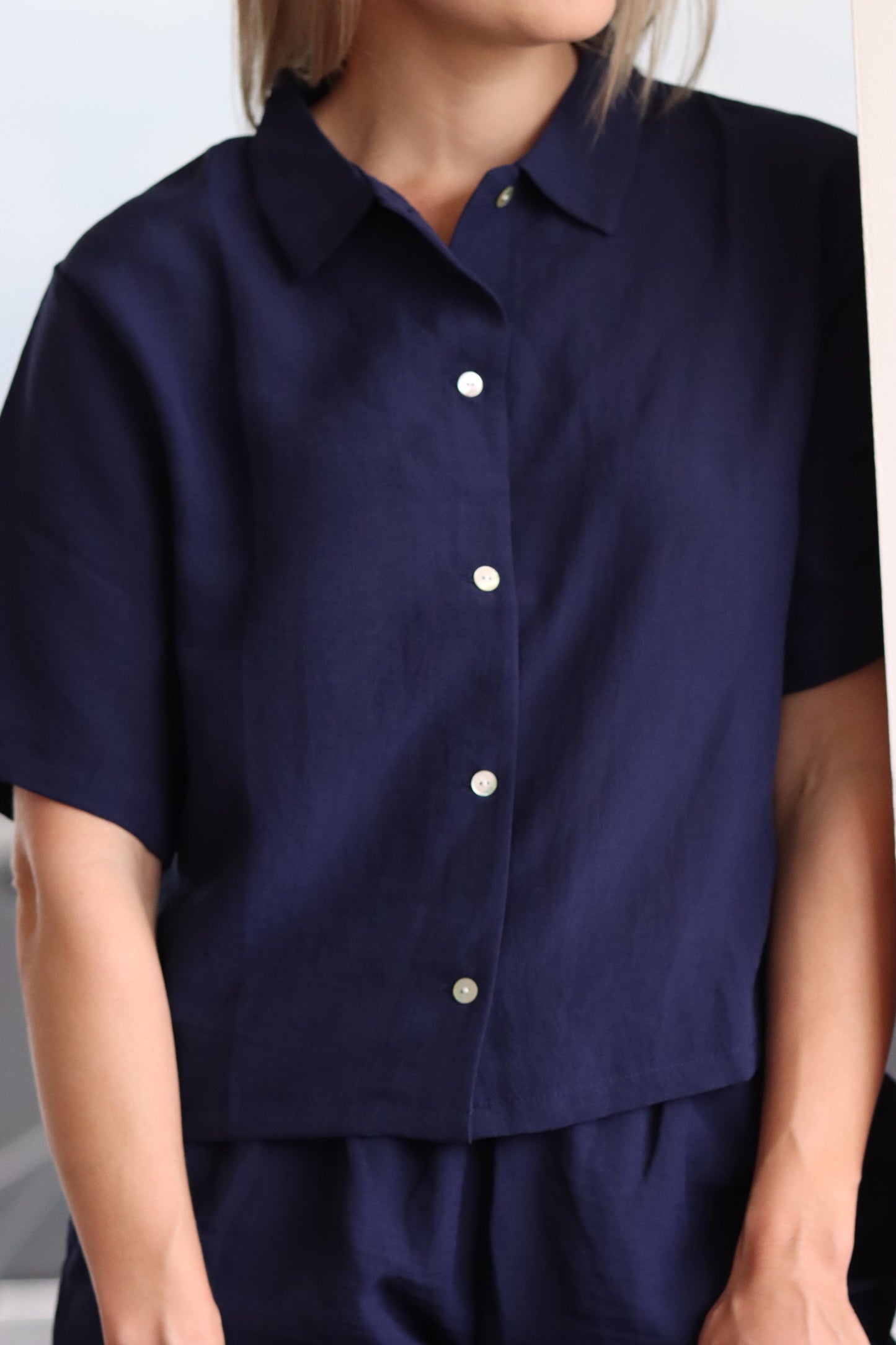 Linen Short Set Navy