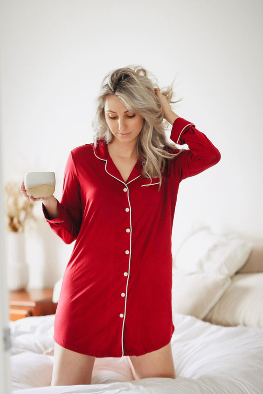 Bamboo Sleep Shirt Burgundy