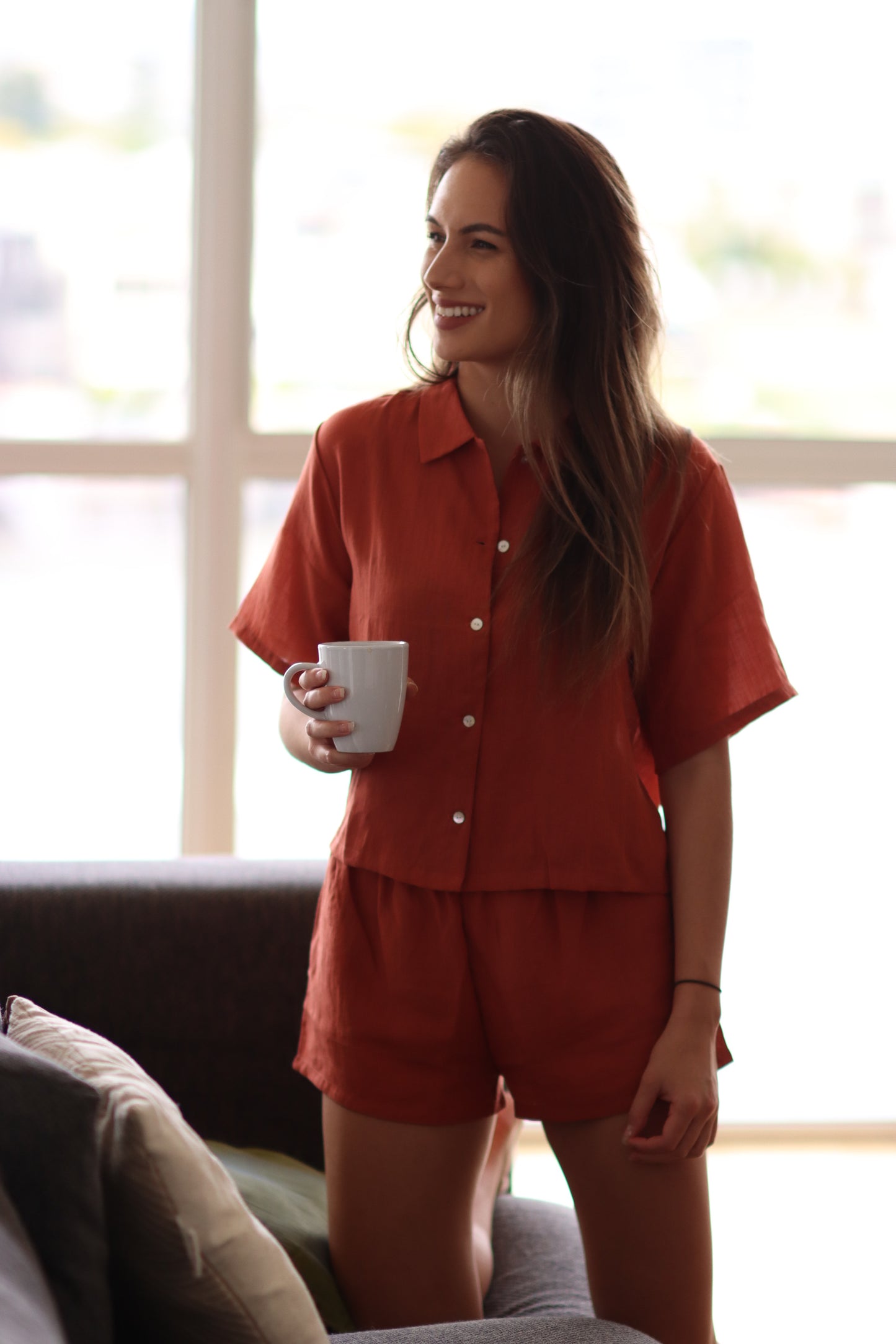 Linen Short Set Terracotta